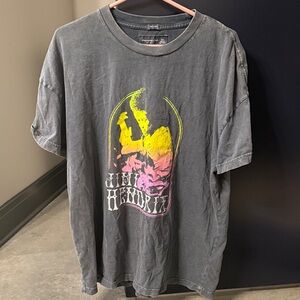 Abercrombie & Fitch Jimi Hendrix Graphic Tee - Gray with Yellow and Pink